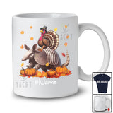 Personalized Custom Name Turkey Riding Armadillo, Lovely Thanksgiving Pumpkins, Armadillo Lover T-Shirt