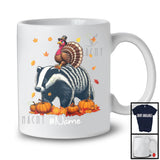 Personalized Custom Name Turkey Riding Badger, Lovely Thanksgiving Pumpkins, Badger Lover T-Shirt