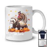 Personalized Custom Name Turkey Riding Ferret, Lovely Thanksgiving Pumpkins, Ferret Lover T-Shirt
