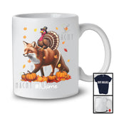 Personalized Custom Name Turkey Riding Fox, Lovely Thanksgiving Pumpkins, Fox Lover T-Shirt