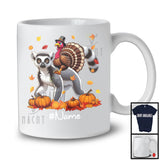 Personalized Custom Name Turkey Riding Lemur, Lovely Thanksgiving Pumpkins, Lemur Lover T-Shirt