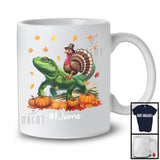 Personalized Custom Name Turkey Riding Lizard, Lovely Thanksgiving Pumpkins, Lizard Lover T-Shirt