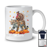 Personalized Custom Name Turkey Riding Ocelot, Lovely Thanksgiving Pumpkins, Ocelot Lover T-Shirt