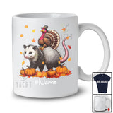 Personalized Custom Name Turkey Riding Opossum, Lovely Thanksgiving Pumpkins, Opossum Lover T-Shirt