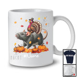 Personalized Custom Name Turkey Riding Rat, Lovely Thanksgiving Pumpkins, Rat Lover T-Shirt