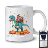 Personalized Custom Name Turkey Riding T-Rex, Lovely Thanksgiving Pumpkins, T-Rex Lover T-Shirt