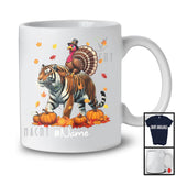Personalized Custom Name Turkey Riding Tiger, Lovely Thanksgiving Pumpkins, Tiger Lover T-Shirt