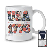 Personalized Custom Name USA Est 1776; Lovely 4th of July Floral Flowers US Flag; Patriotic T-Shirt