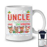 Personalized Custom Name Uncle Loves His Cute Reindeers; Lovely Christmas Lights Snow Family T-Shirt