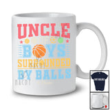 Personalized Custom Name Uncle of Boys Surrounded By Balls; Proud Father's Day Baseball Soccer T-Shirt