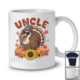 Personalized Custom Name Uncle; Lovely Thanksgiving Plaid Turkey Pumpkin Sunflower; Family T-Shirt
