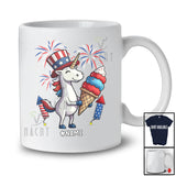 Personalized Custom Name Unicorn Ice Cream; Joyful 4th Of July American Flag; Patriotic T-Shirt