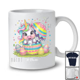 Personalized Custom Name Unicorn In Broken Easter Egg; Lovely Easter Egg Hunting; Family T-Shirt