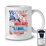 Personalized Custom Name Veteran Wife My Husband; Awesome 4th Of July US Flag Family T-Shirt