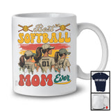 Personalized Custom Name Vintage Best Softball Mom Ever, Joyful Mother's Day Sport Player T-Shirt
