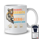Personalized Custom Name Vintage Husband Grandpa Protector Hero, Father's Day Tiger, Family T-Shirt
