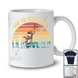 Personalized Custom Name Vintage Retro He Is Rizzin'; Joyful Easter Jesus Playing Basketball T-Shirt