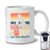 Personalized Custom Name Vintage Retro Two Titles Dog And Cat Daddy; Lovely Father's Day Family T-Shirt