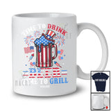 Personalized Custom Name Vintage Time To Drink Beer Grill; Amazing 4th Of July Patriotic Grilling T-Shirt