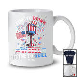 Personalized Custom Name Vintage Time To Drink Wine Grill; Amazing 4th Of July Patriotic Grilling T-Shirt