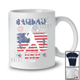 Personalized Custom Name Vintage US Flag Baseball Dad; Amusing 4th Of July Player Family T-Shirt