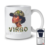 Personalized Custom Name Virgo; Amusing Birthday Camouflage Black Afro Woman; Zodiac Sign T-Shirt