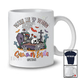 Personalized Custom Name Wake Me Up When Summer Ends; Humorous Halloween Coming Skull T-Shirt