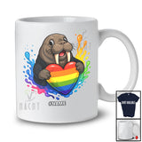 Personalized Custom Name Walrus Rainbow Heart Progressive; Lovely LGBTQ Pride Walrus T-Shirt