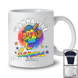 Personalized Custom Name Wanna Like Banana; Joyful LGBTQ Banana Baseball Gay T-Shirt
