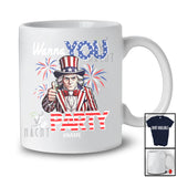 Personalized Custom Name Wanna You To Party; Amazing 4th of July Uncle Sam US Flag; Patriotic T-Shirt
