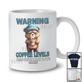 Personalized Custom Name Warning Coffee Levels; Lovely Bear Drinking; Boys Men Drunker T-Shirt