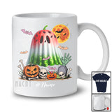 Personalized Custom Name Watermelon Wearing Ghost Boo Costume; Creepy Halloween Fruit Vegan T-Shirt