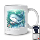 Personalized Custom Name Whale Reading Book; Lovely Teacher Librarian Book Nerd; Sea Animal T-Shirt