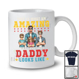 Personalized Custom Name What An Amazing Daddy Looks Like, Cool Father's Day 2 Son 1 Daughter Family T-Shirt