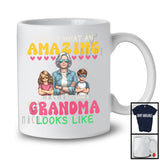 Personalized Custom Name What An Amazing Grandma Looks Like, Lovely Mother's Day 1 Boy 1 Girl Family T-Shirt