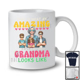 Personalized Custom Name What An Amazing Grandma Looks Like, Lovely Mother's Day 2 Boys 1 Girl Family T-Shirt