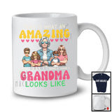 Personalized Custom Name What An Amazing Grandma Looks Like, Lovely Mother's Day 2 Boys 2 Girls Family T-Shirt