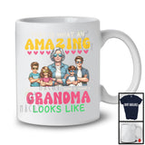 Personalized Custom Name What An Amazing Grandma Looks Like, Lovely Mother's Day 3 Boys 1 Girl Family T-Shirt