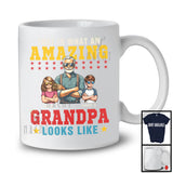 Personalized Custom Name What An Amazing Grandpa Looks Like, Cool Father's Day 1 Boy 1 Girl Family T-Shirt
