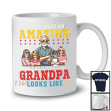 Personalized Custom Name What An Amazing Grandpa Looks Like, Cool Father's Day 1 Boy 3 Girls Family T-Shirt