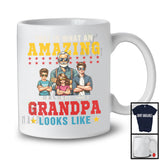 Personalized Custom Name What An Amazing Grandpa Looks Like, Cool Father's Day 2 Boys 1 Girl Family T-Shirt