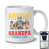 Personalized Custom Name What An Amazing Grandpa Looks Like, Cool Father's Day 2 Boys 2 Girls Family T-Shirt