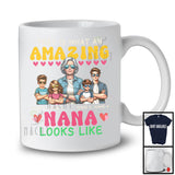 Personalized Custom Name What An Amazing Nana Looks Like, Lovely Mother's Day 3 Boys 1 Girl Family T-Shirt
