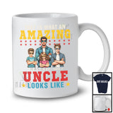 Personalized Custom Name What An Amazing Uncle Looks Like, Cool Father's Day 2 Son 1 Daughter Family T-Shirt