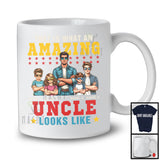 Personalized Custom Name What An Amazing Uncle Looks Like, Cool Father's Day 3 Uncle 1 Girl Family T-Shirt