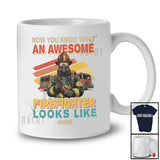 Personalized Custom Name What An Awesome Firefighter Looks Like; Proud Vintage Firefighter T-Shirt
