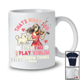 Personalized Custom Name What I Do I Pet Cats I Play Violin; Lovely Violin Player Women Groovy T-Shirt