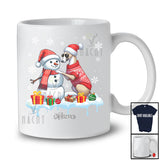 Personalized Custom Name Whippet Build Snowman; Lovely Snow Santa Whippet; Family T-Shirt