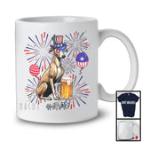 Personalized Custom Name Whippet Drinking Beer, Lovely 4th Of July Fireworks, Patriotic T-Shirt
