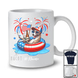 Personalized Custom Name Whippet Drinking On Float Beach; Joyful 4th Of July Patriotic T-Shirt
